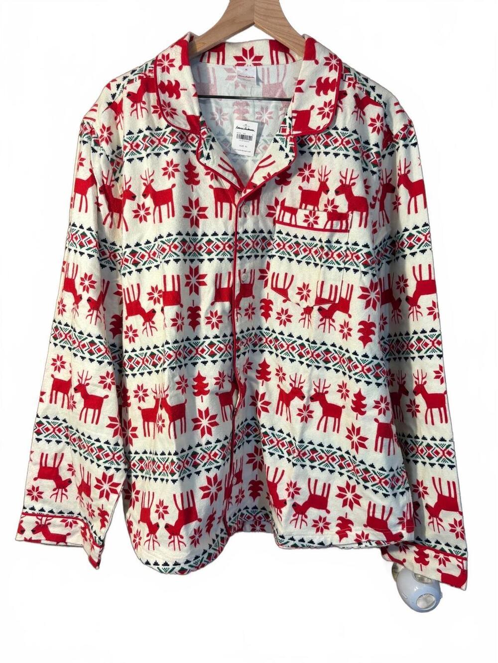 NWT Hanna Andersson Holiday Flannel Pajama Top - adult XL
